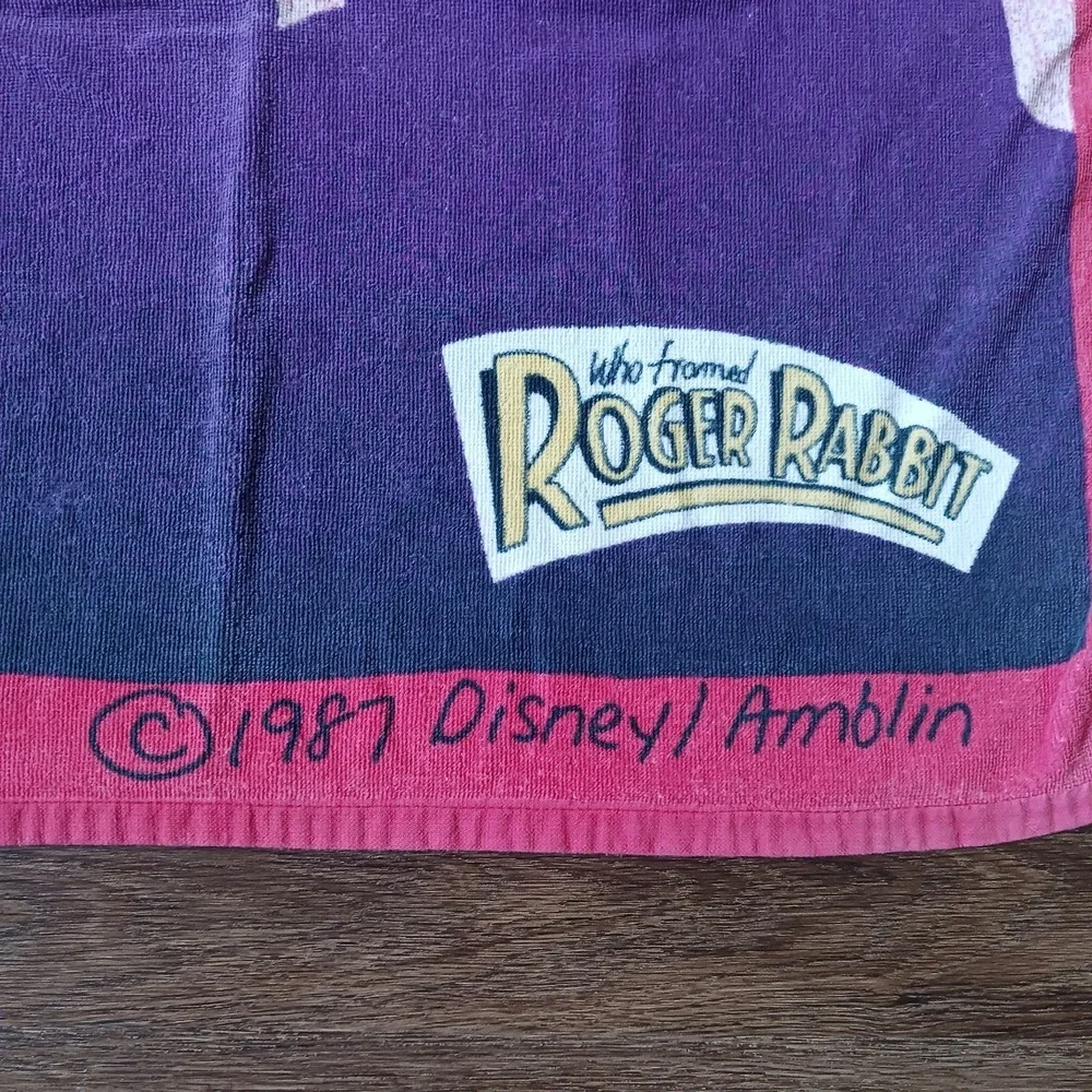 Vintage 1987 Disney Who Framed‎ Roger Rabbit Beach Towel Piano Bar 30 x 57